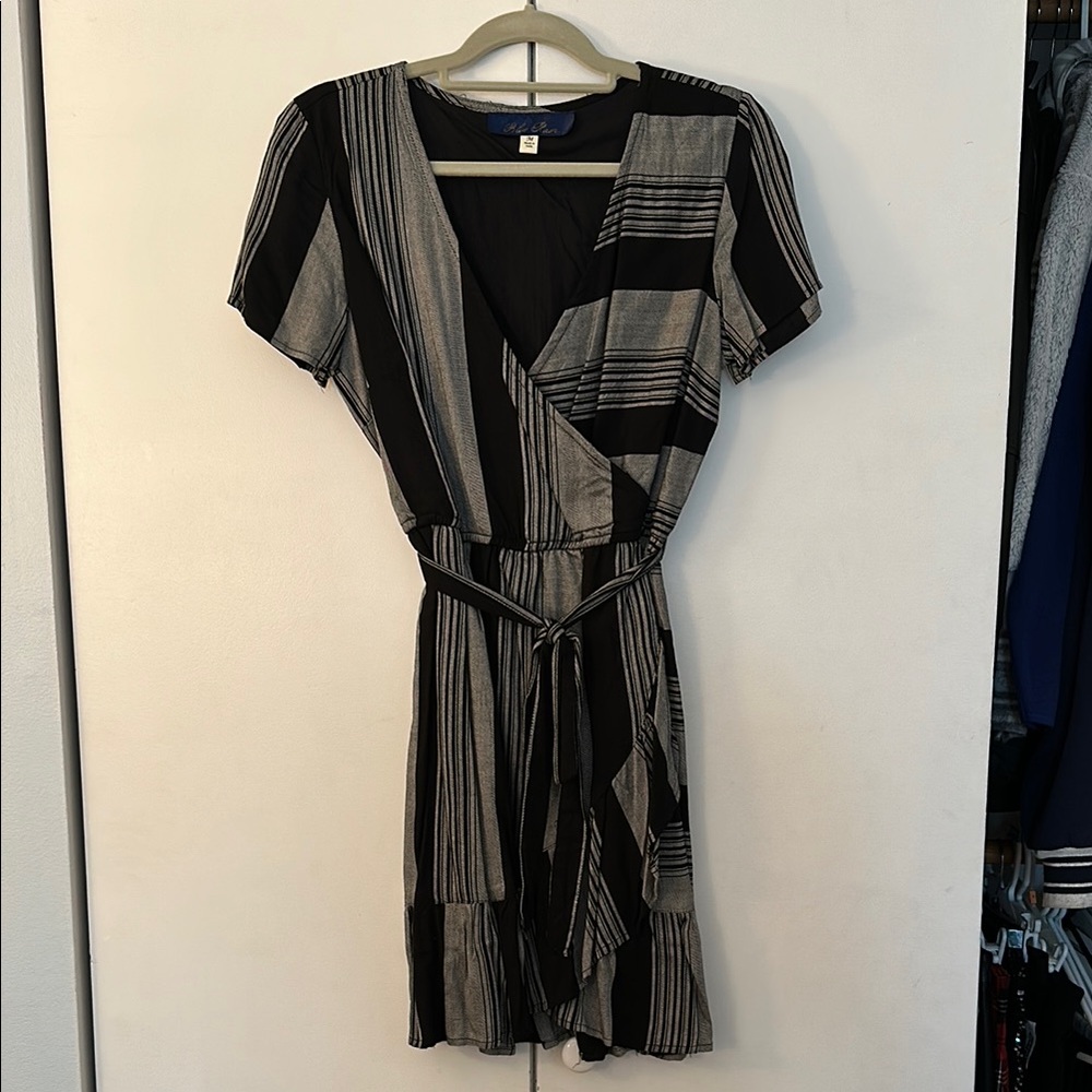 Blue Rain Black and Gray Mini Dress